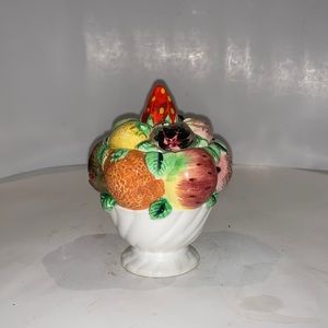 Vintage Lefton Ceramic China Fruit Jam Container. Fruit Decor. Made in Japan.